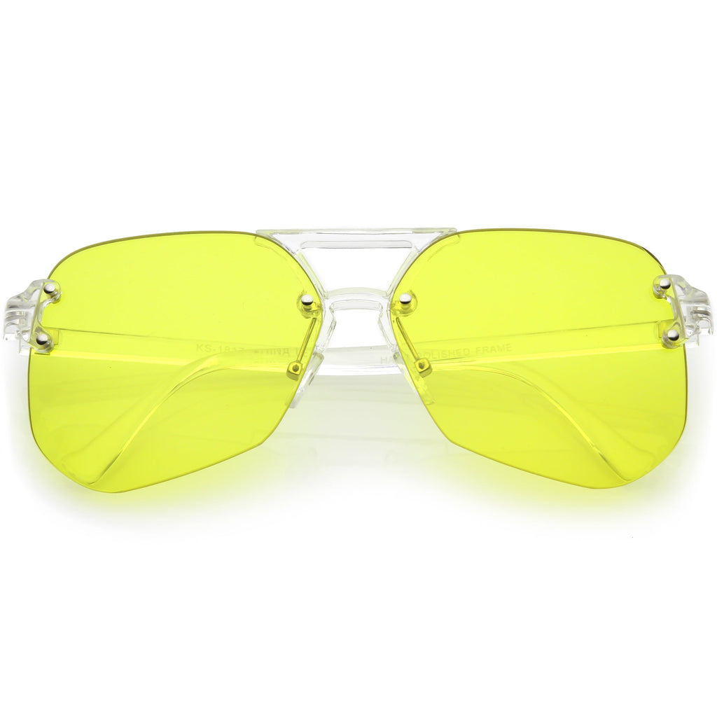 Retro Oversize Rimless Color Tone Flat Top Sunglasses C479