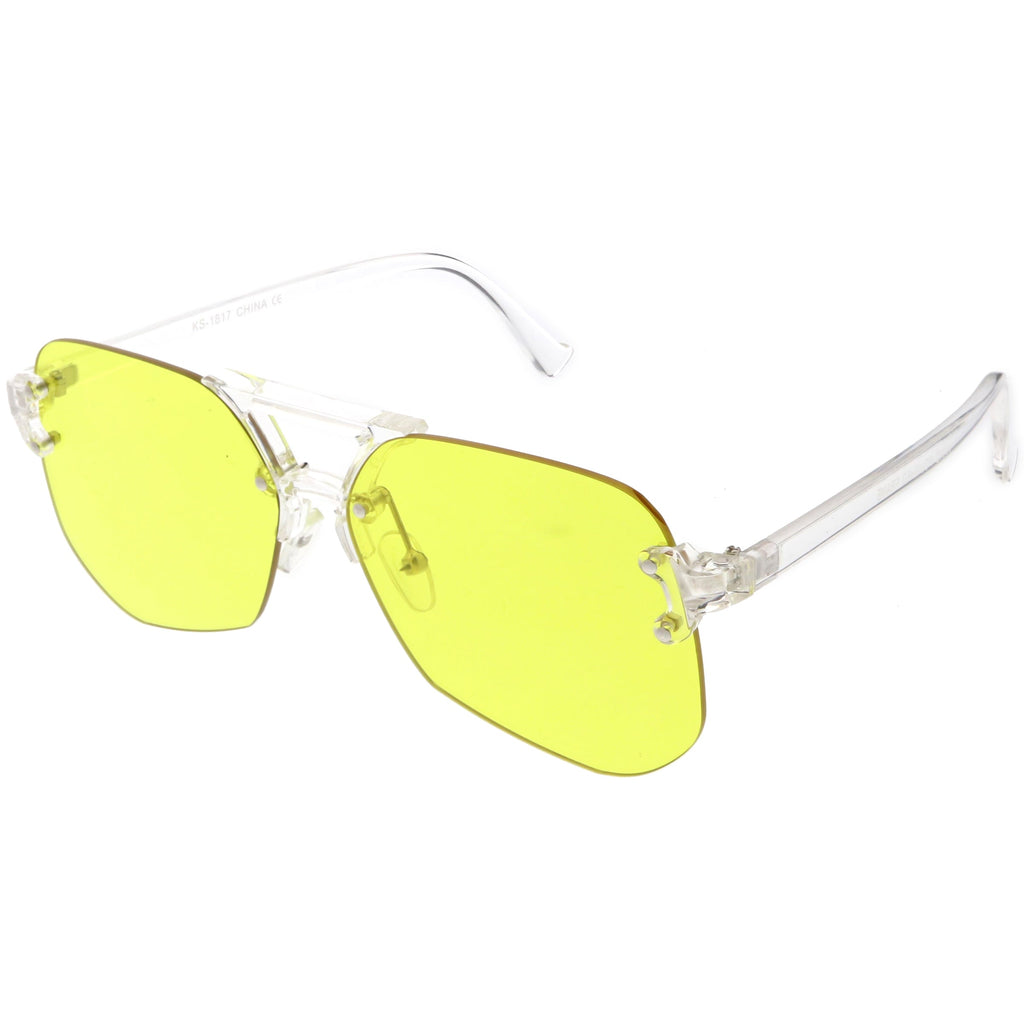 Retro Oversize Rimless Color Tone Flat Top Sunglasses C479