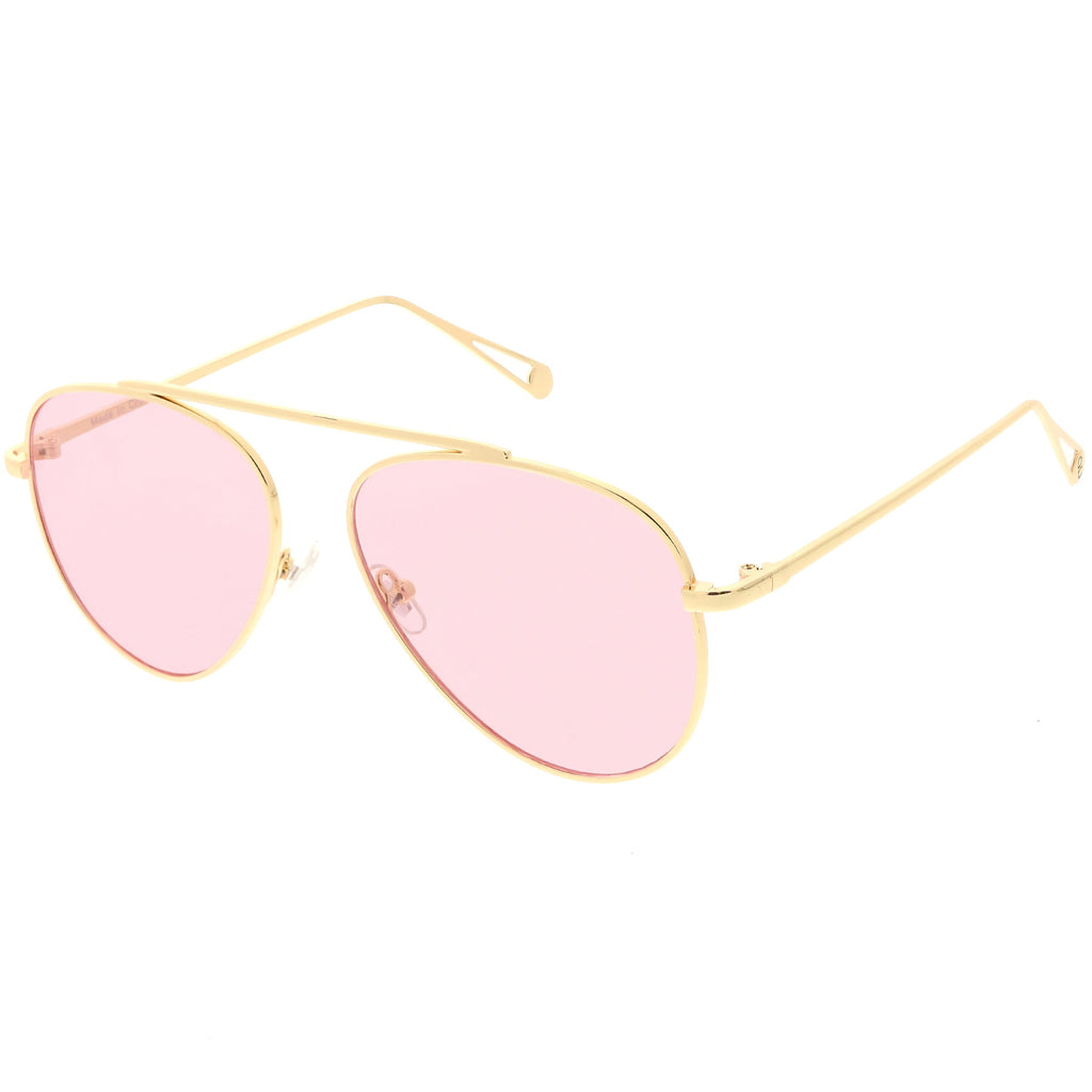 Premium Oversize Color Tone Flat Lens Metal Aviator Sunglasses C508