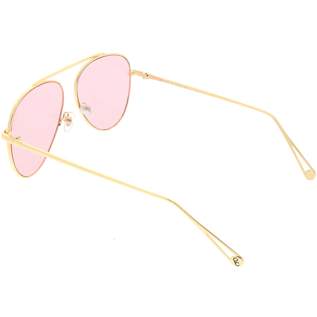 Premium Oversize Color Tone Flat Lens Metal Aviator Sunglasses C508