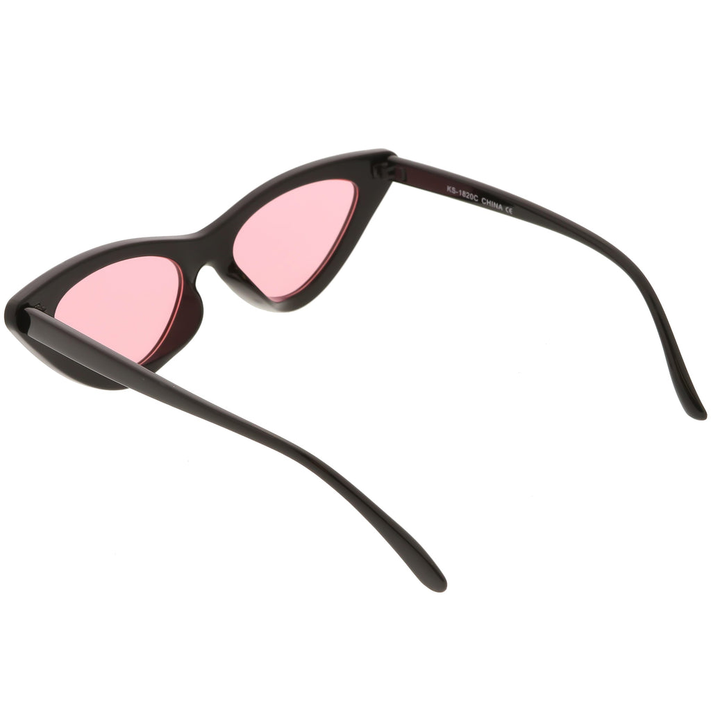Women's Retro Flat Angle Colored Lens Black Frame Sunglasses C511