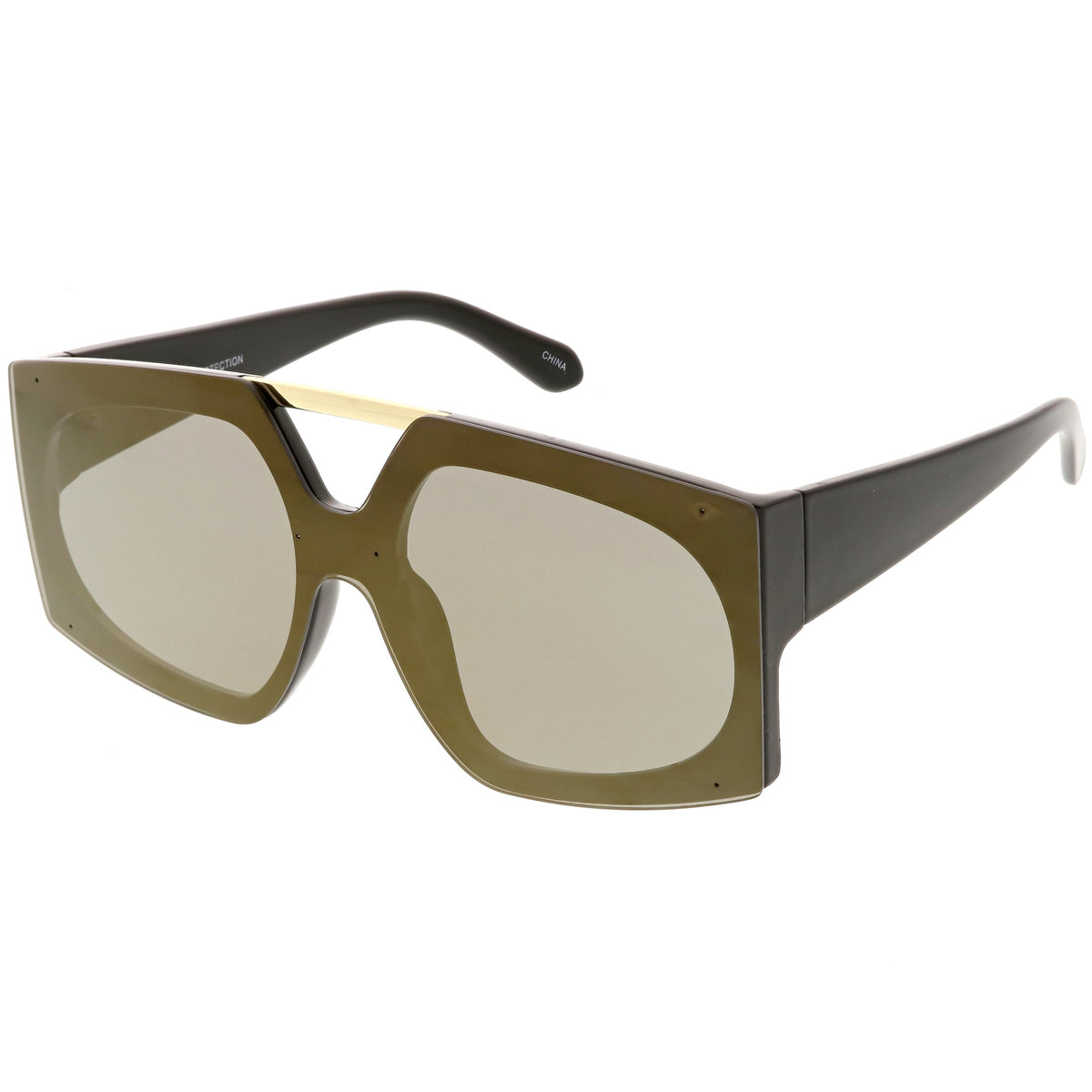 Retro Modern Geometric Oversize Mirrored Flat Lens Sunglasses C516