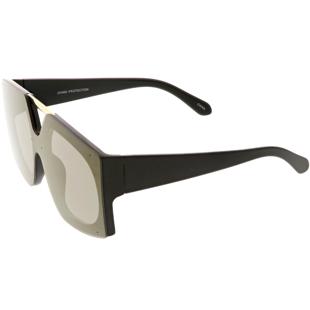 Retro Modern Geometric Oversize Mirrored Flat Lens Sunglasses C516
