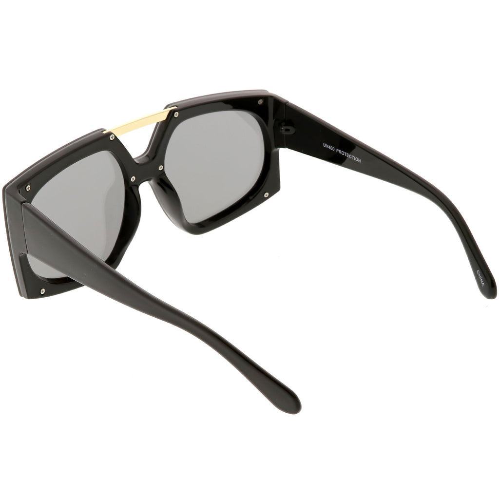 Retro Modern Geometric Oversize Mirrored Flat Lens Sunglasses C516
