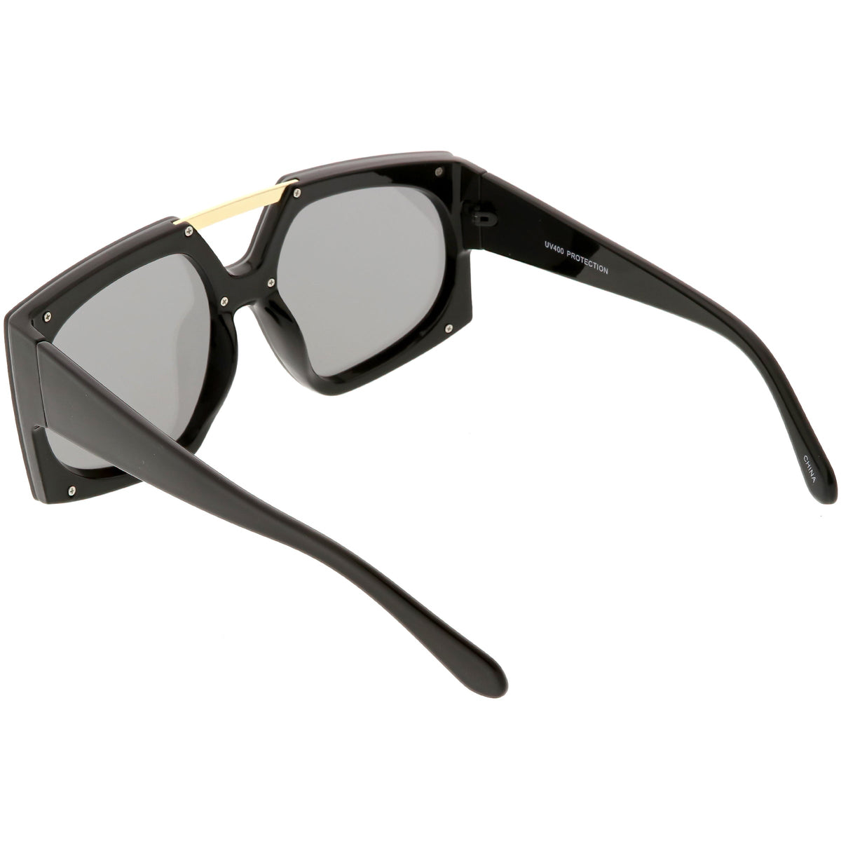 Retro Modern Geometric Oversize Mirrored Flat Lens Sunglasses C516