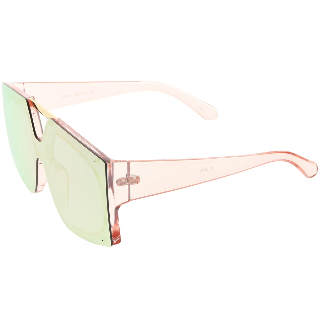 Retro Modern Geometric Oversize Mirrored Flat Lens Sunglasses C516