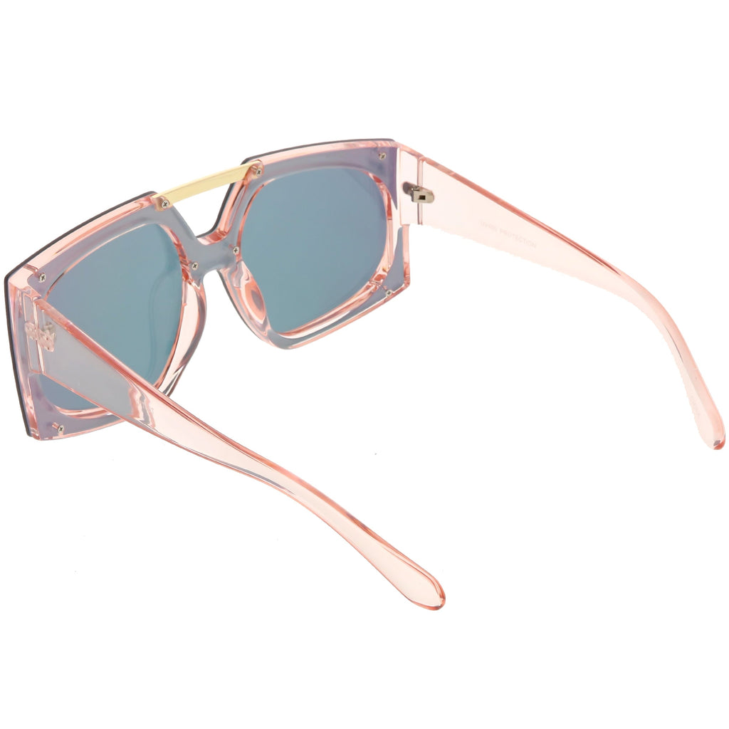 Retro Modern Geometric Oversize Mirrored Flat Lens Sunglasses C516
