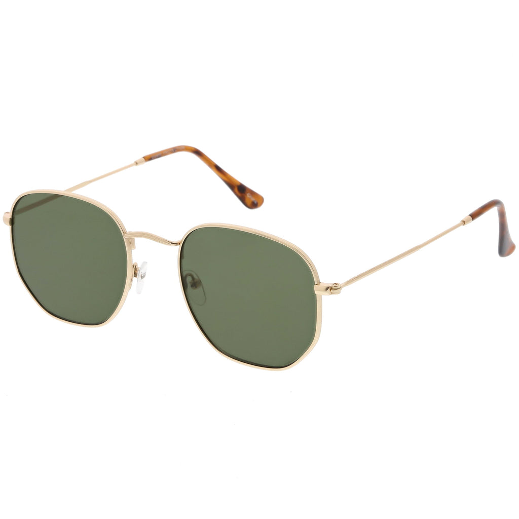 Vintage Inspired Indie Dapper Flat Hexagon Lens Sunglasses C517