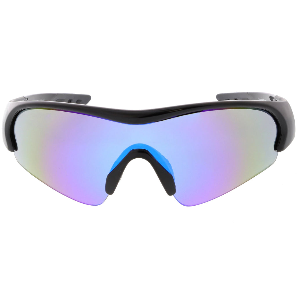 Men's Sports TR-90 Half Frame Mirrored Lens Shield Sunglasses C533