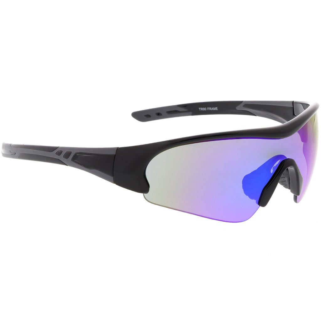 Men's Sports TR-90 Half Frame Mirrored Lens Shield Sunglasses C533