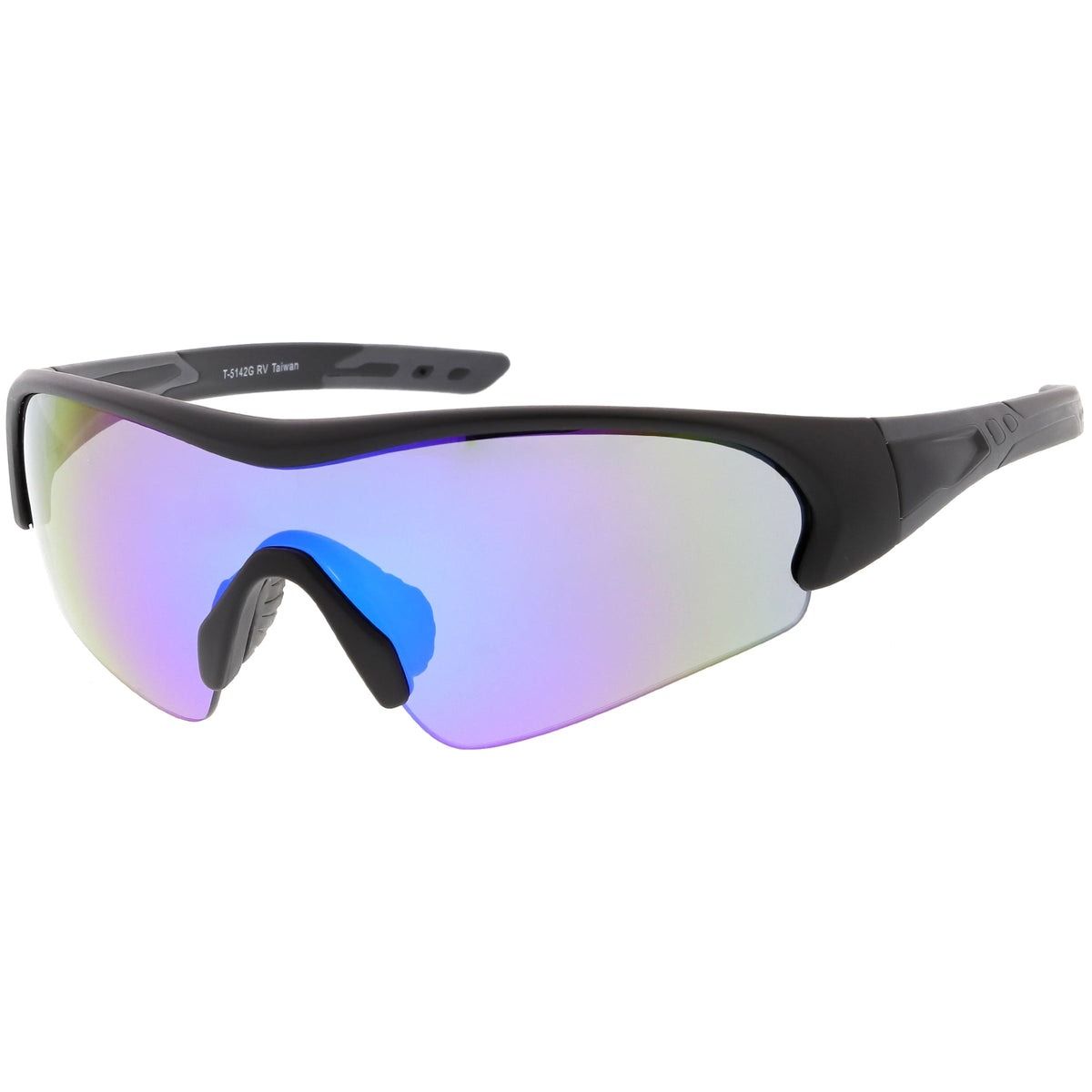 Men's Sports TR-90 Half Frame Mirrored Lens Shield Sunglasses C533