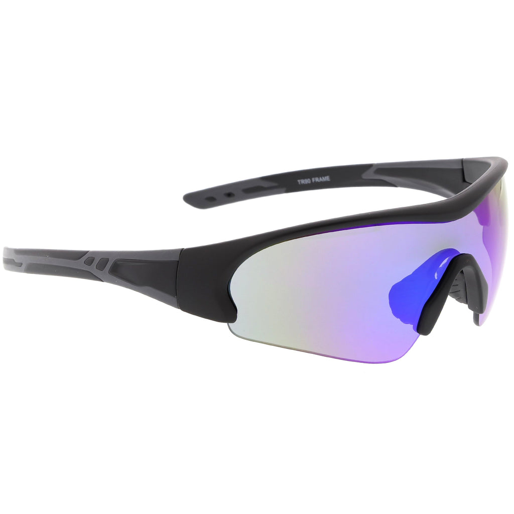 Men's Sports TR-90 Half Frame Mirrored Lens Shield Sunglasses C533
