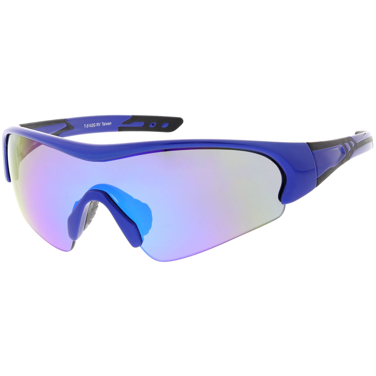 Men's Sports TR-90 Half Frame Mirrored Lens Shield Sunglasses C533