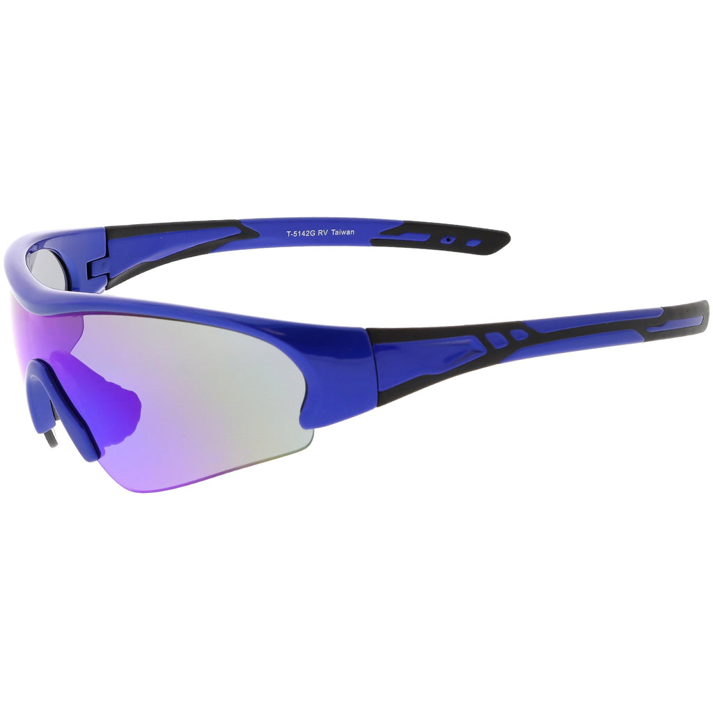 Men's Sports TR-90 Half Frame Mirrored Lens Shield Sunglasses C533