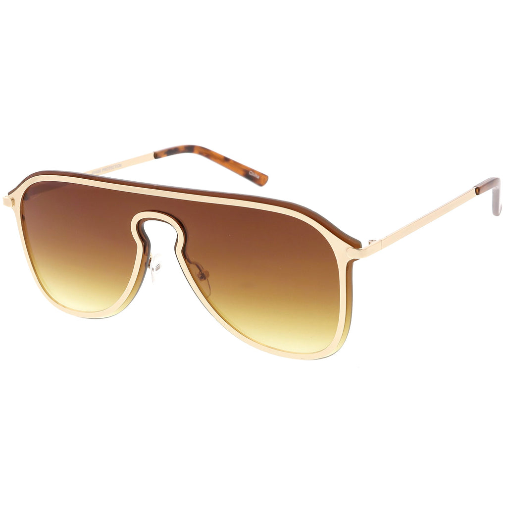 Retro Modern Futuristic Rimless Shield Aviator Sunglasses C541