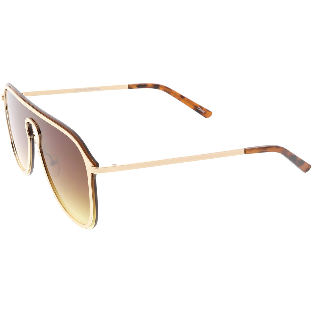 Retro Modern Futuristic Rimless Shield Aviator Sunglasses C541