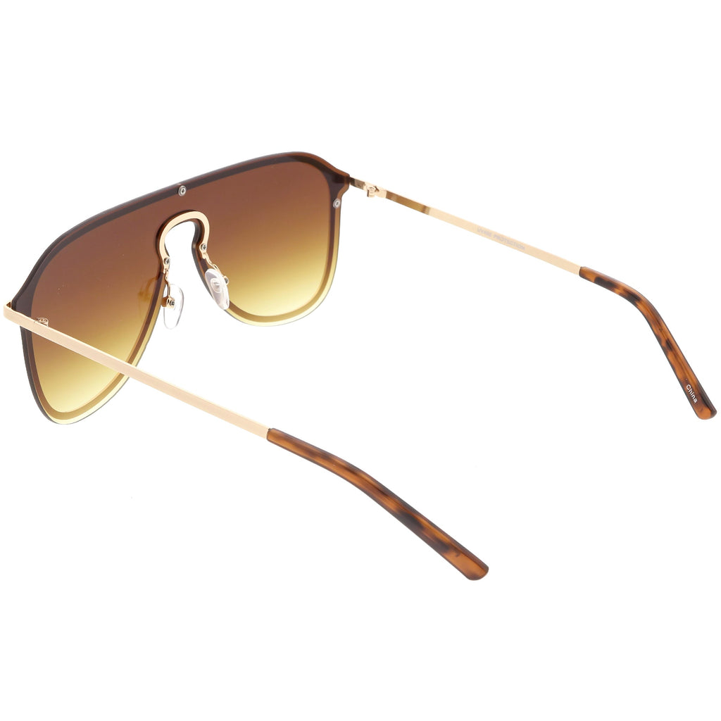 Retro Modern Futuristic Rimless Shield Aviator Sunglasses C541