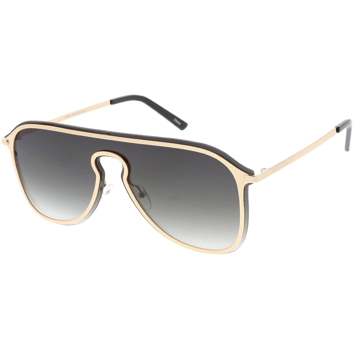 Retro Modern Futuristic Rimless Shield Aviator Sunglasses C541