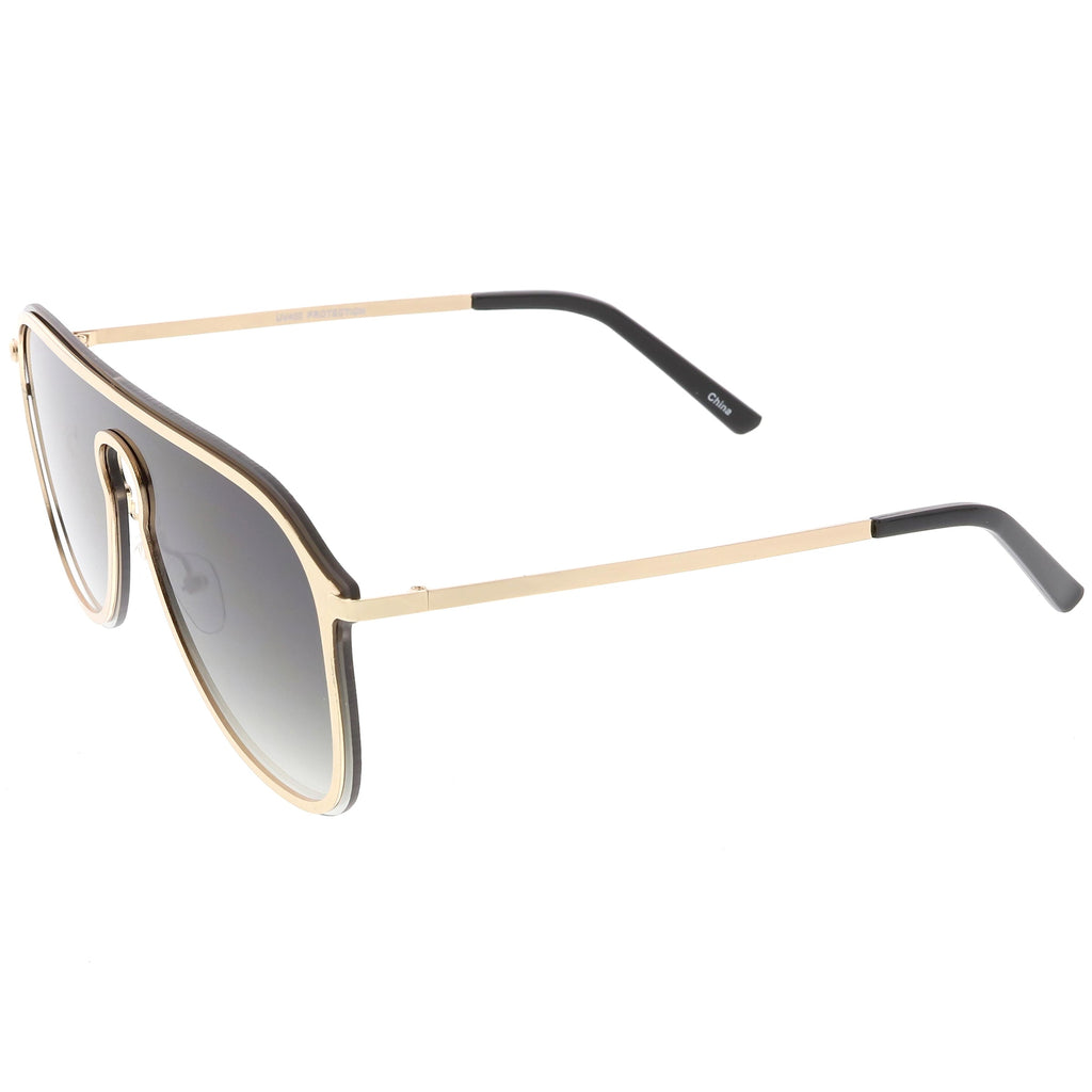 Retro Modern Futuristic Rimless Shield Aviator Sunglasses C541