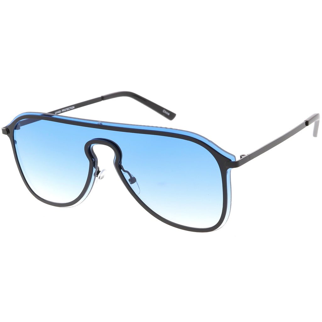 Retro Modern Futuristic Rimless Shield Aviator Sunglasses C541