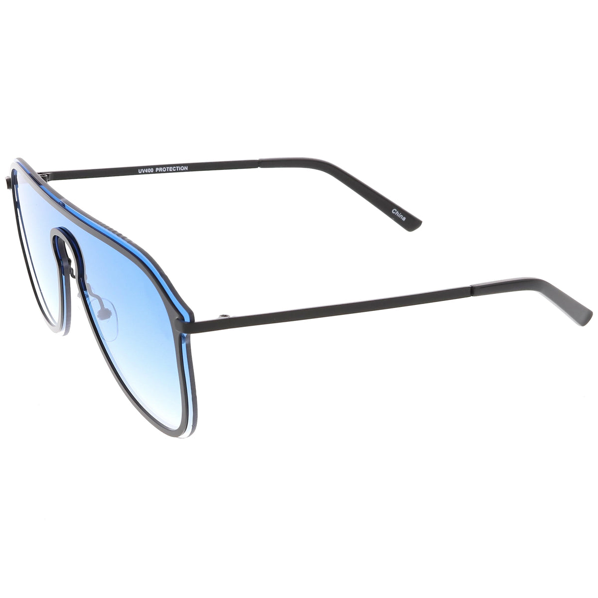 Retro Modern Futuristic Rimless Shield Aviator Sunglasses C541