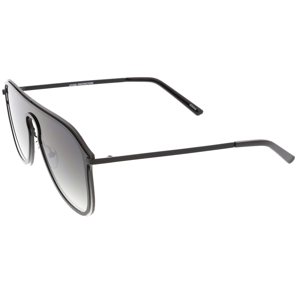 Retro Modern Futuristic Rimless Shield Aviator Sunglasses C541