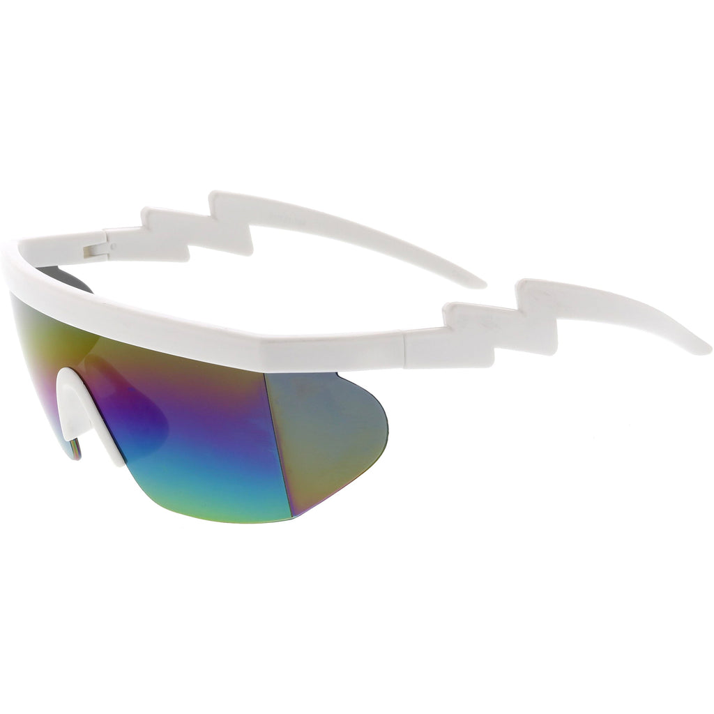 Retro Flat Top Rainbow Mirrored Goggle Shield Sunglasses C545