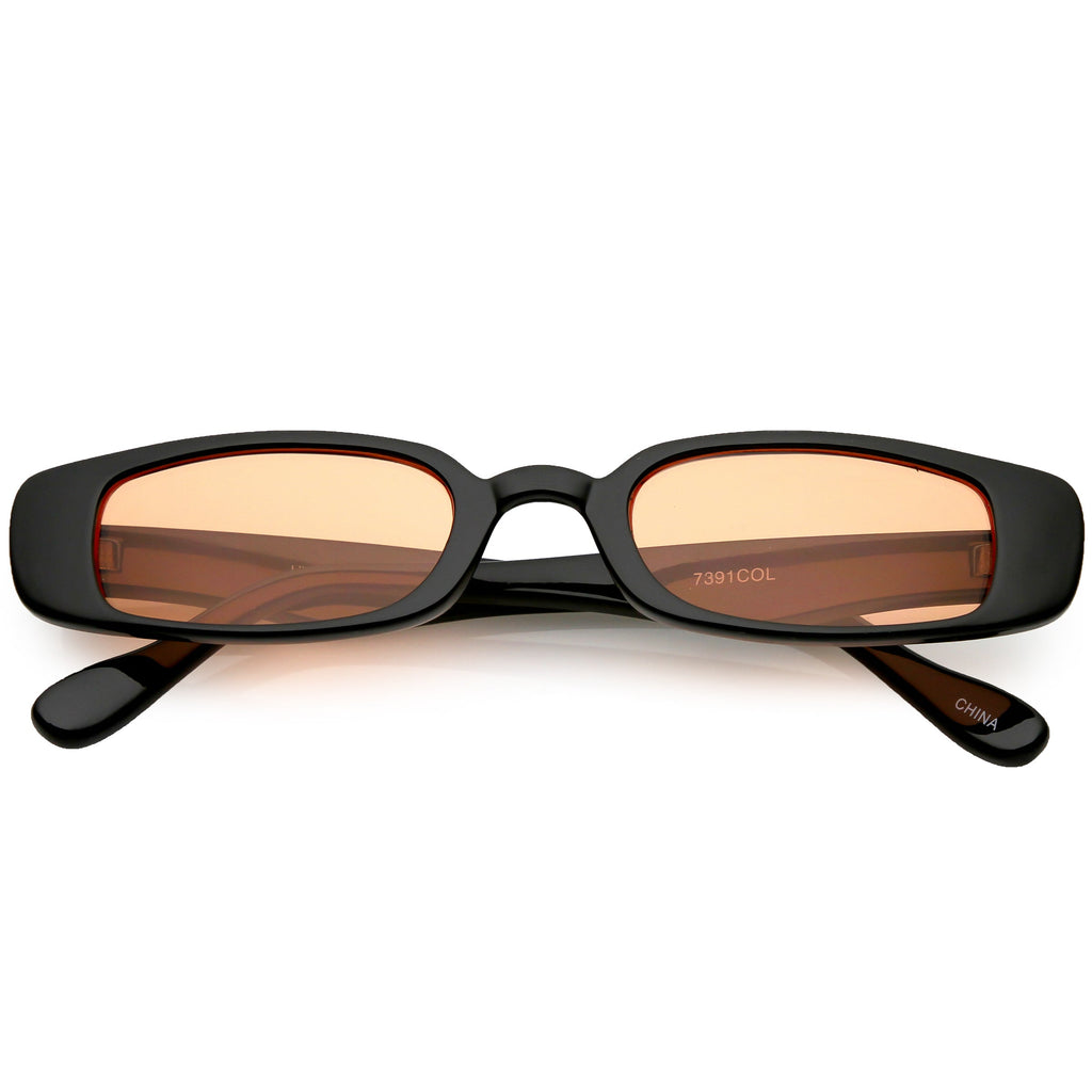 Unisex 90's Retro Thin Rectangle Color Tone Lens Sunglasses C549