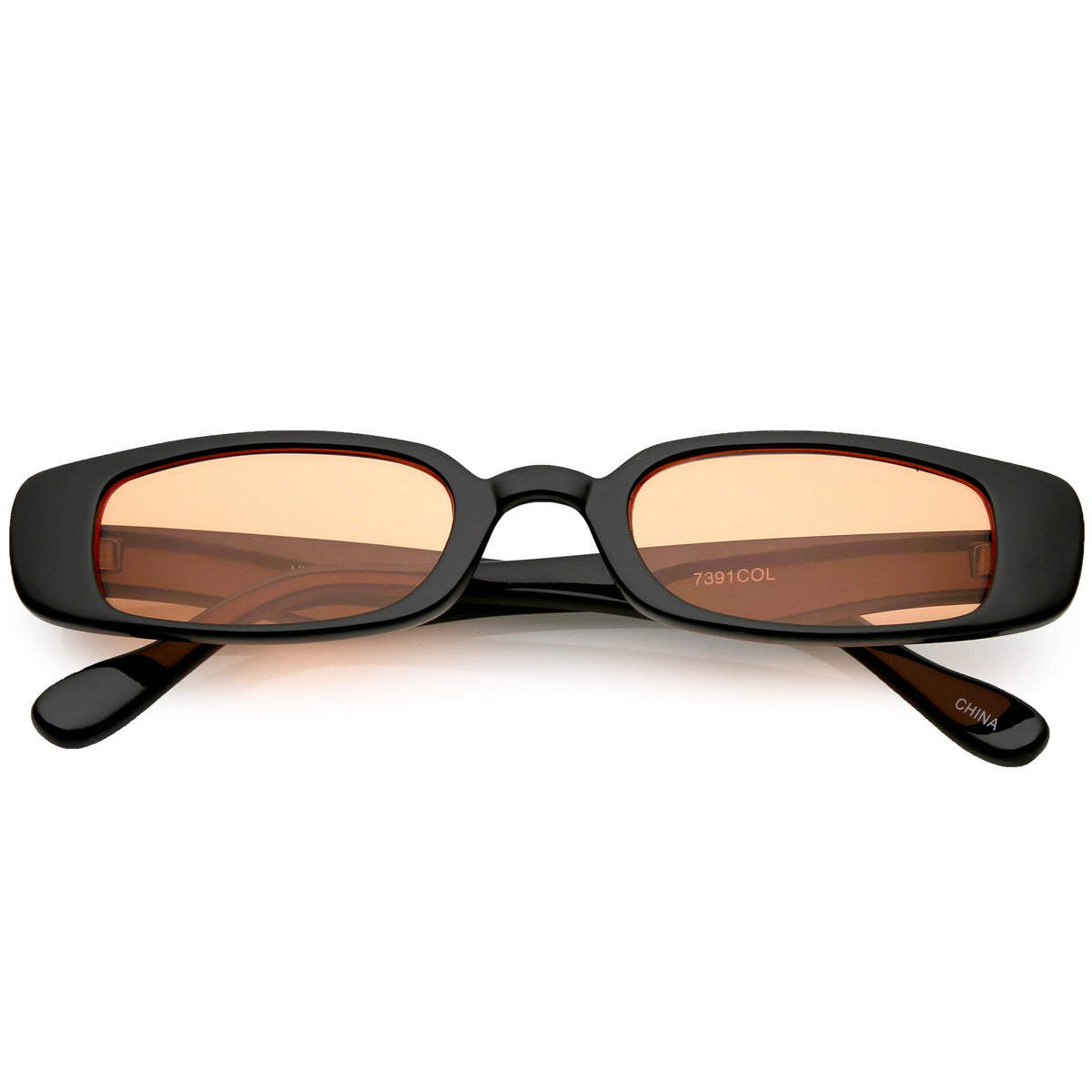 Unisex 90's Retro Thin Rectangle Color Tone Lens Sunglasses C549