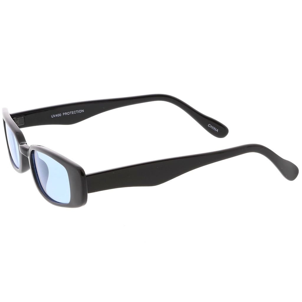 Unisex 90's Retro Thin Rectangle Color Tone Lens Sunglasses C549
