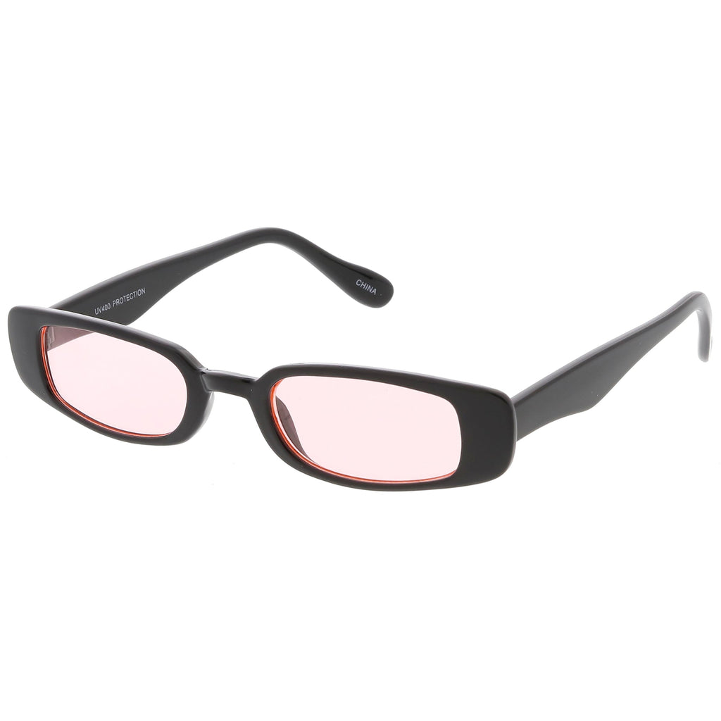 Unisex 90's Retro Thin Rectangle Color Tone Lens Sunglasses C549