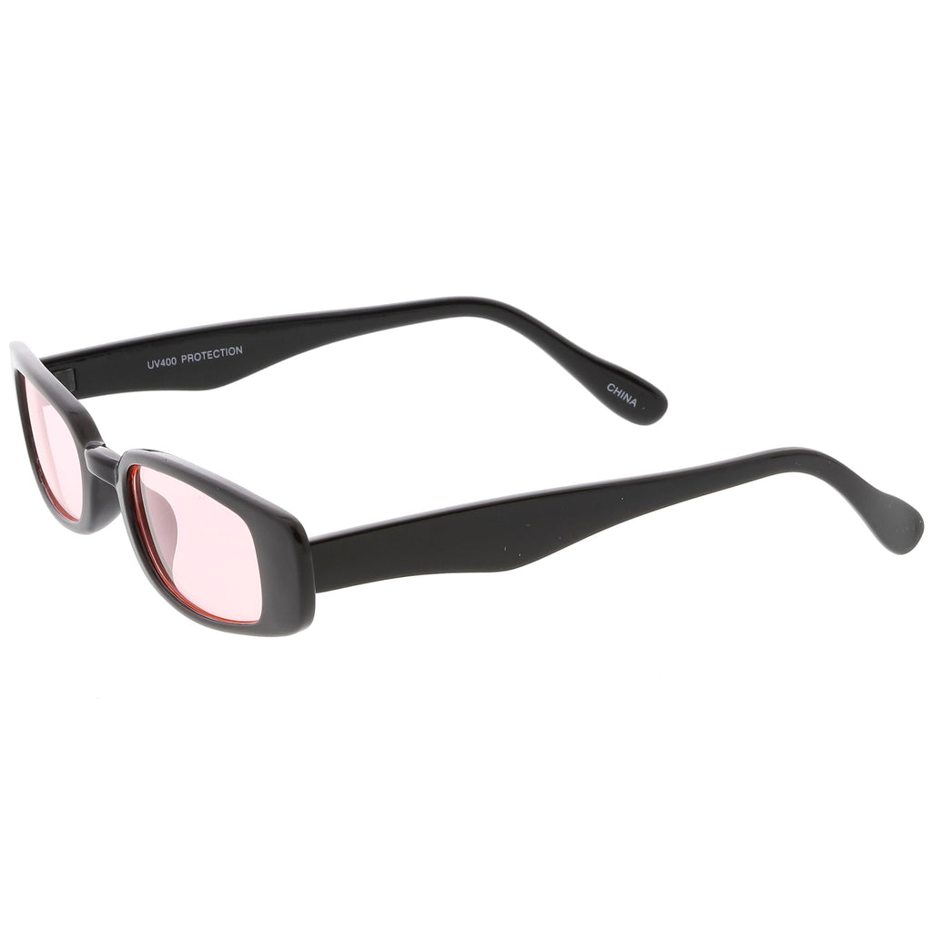 Unisex 90's Retro Thin Rectangle Color Tone Lens Sunglasses C549