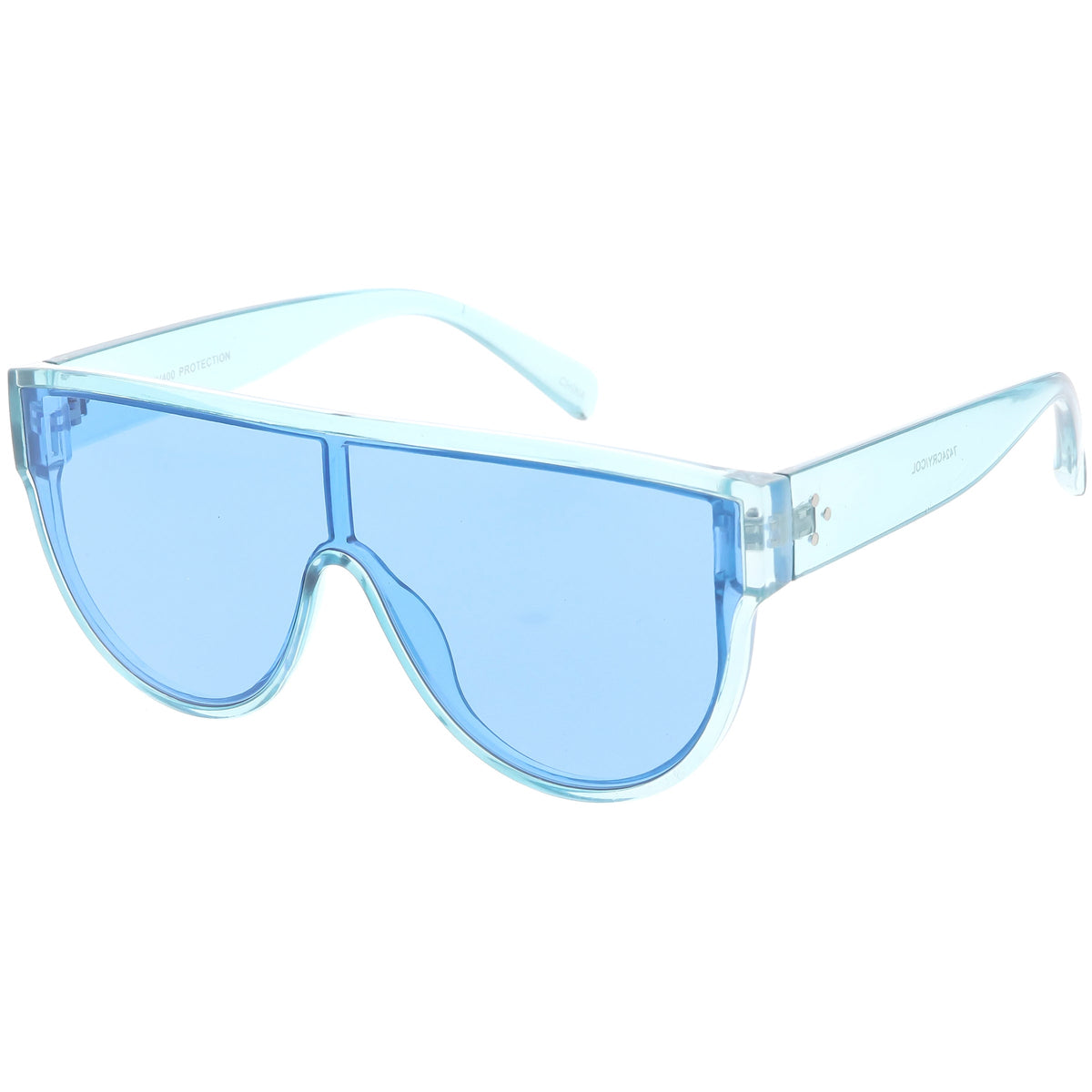 Retro Oversize Flat Top Transparent Color Tone Shield Sunglasses C559