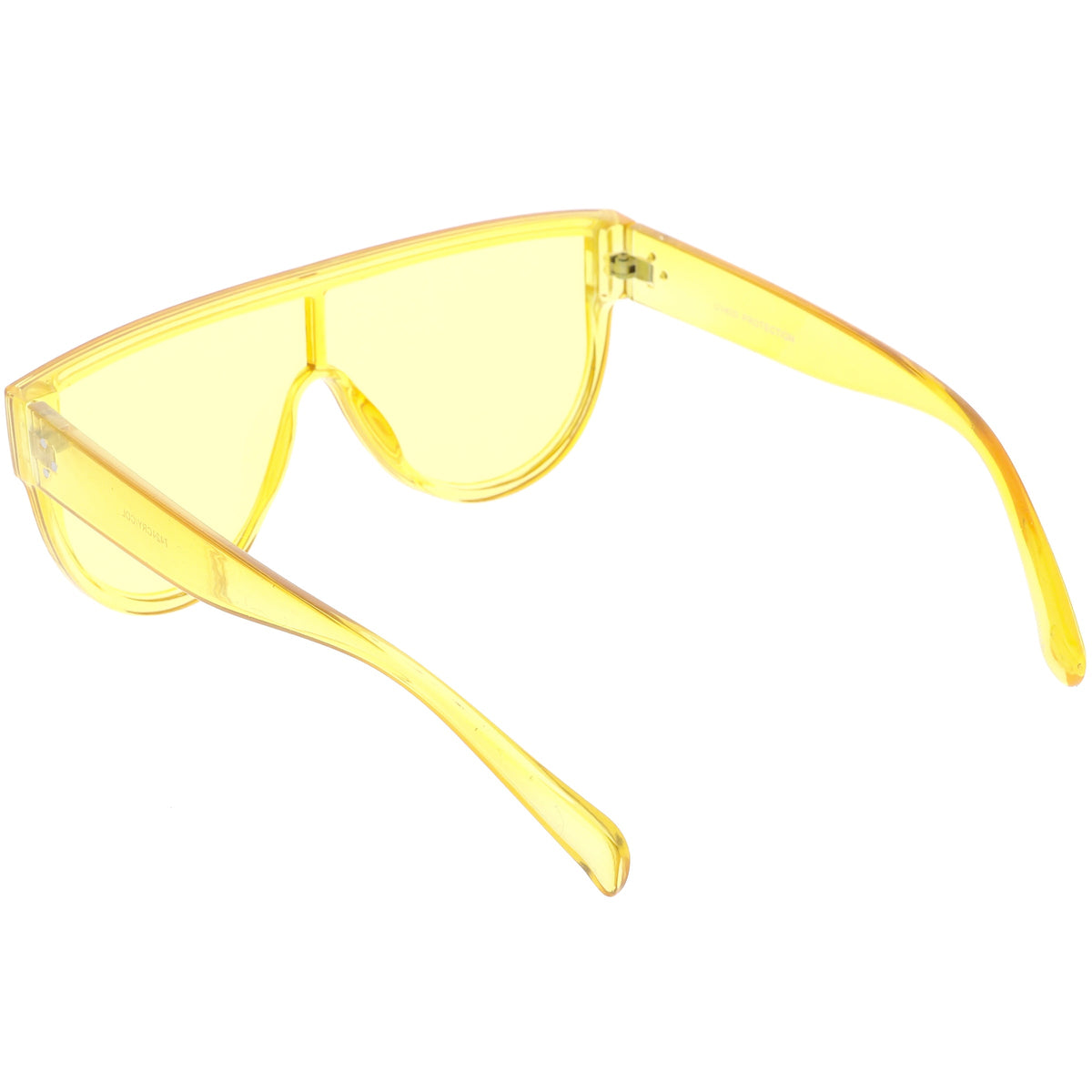 Retro Oversize Flat Top Transparent Color Tone Shield Sunglasses C559