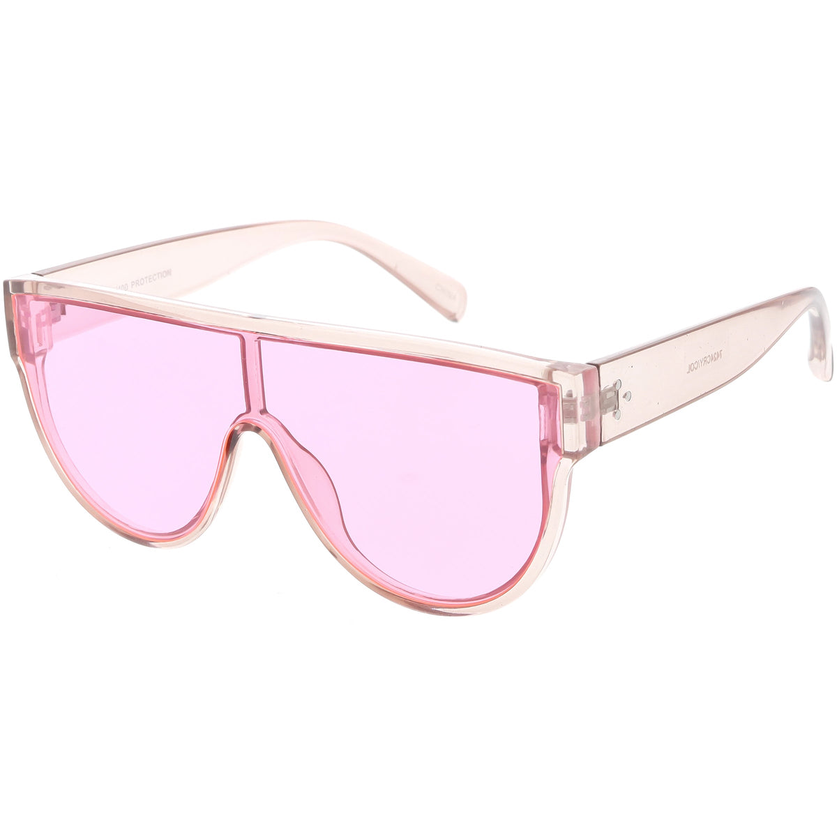 Retro Oversize Flat Top Transparent Color Tone Shield Sunglasses C559