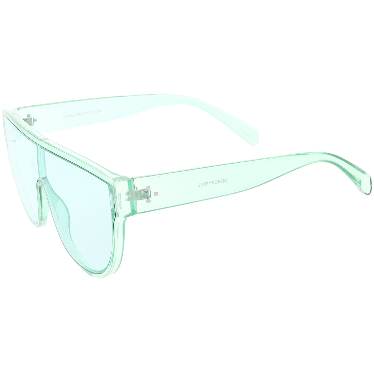 Retro Oversize Flat Top Transparent Color Tone Shield Sunglasses C559