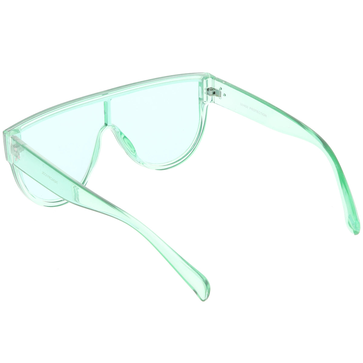 Retro Oversize Flat Top Transparent Color Tone Shield Sunglasses C559