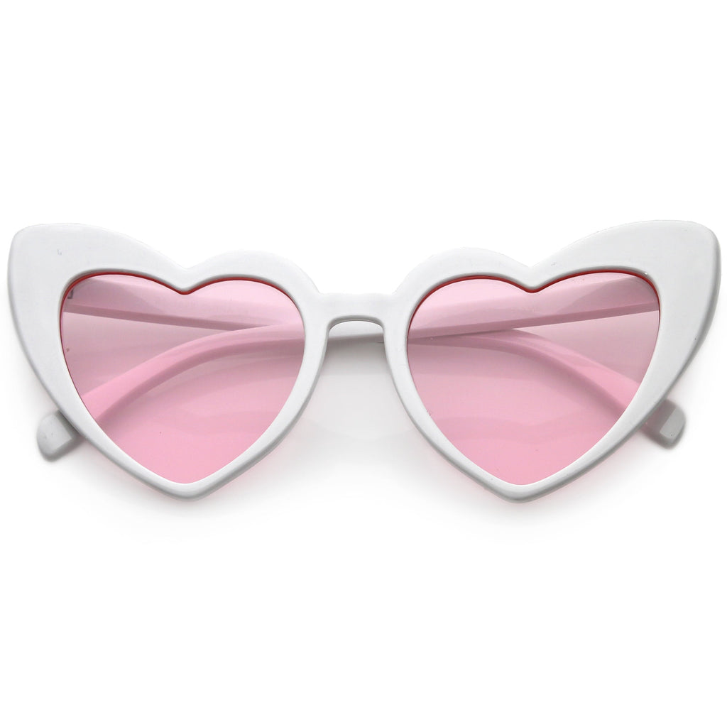Women's Oversize Translucent Cat Eye Heart Shape Sunglasses C577