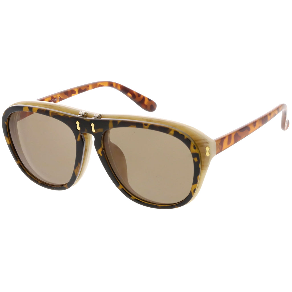 Men's Oversize Two Tone European Style Flip Up Aviator Sunglasses C580