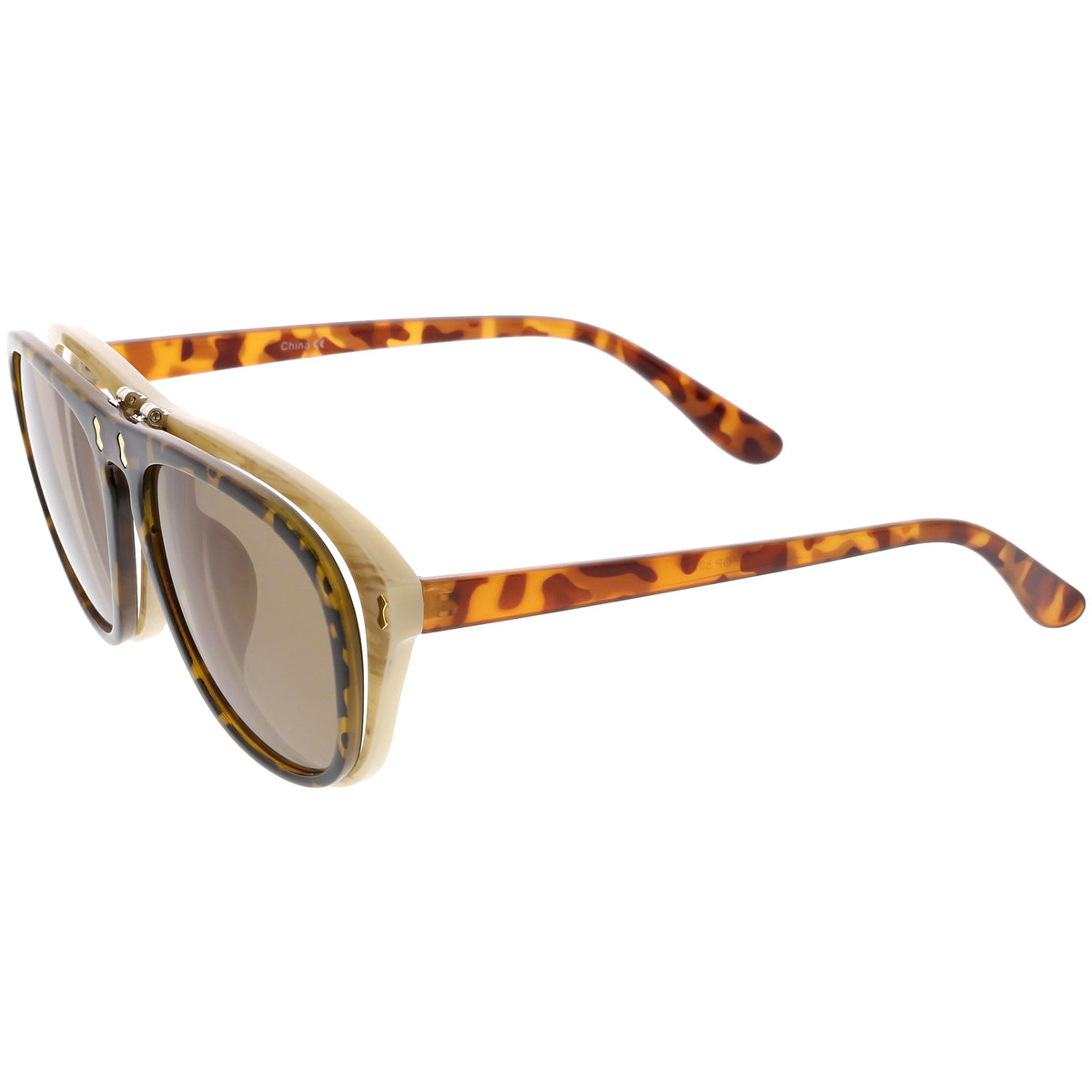 Men's Oversize Two Tone European Style Flip Up Aviator Sunglasses C580
