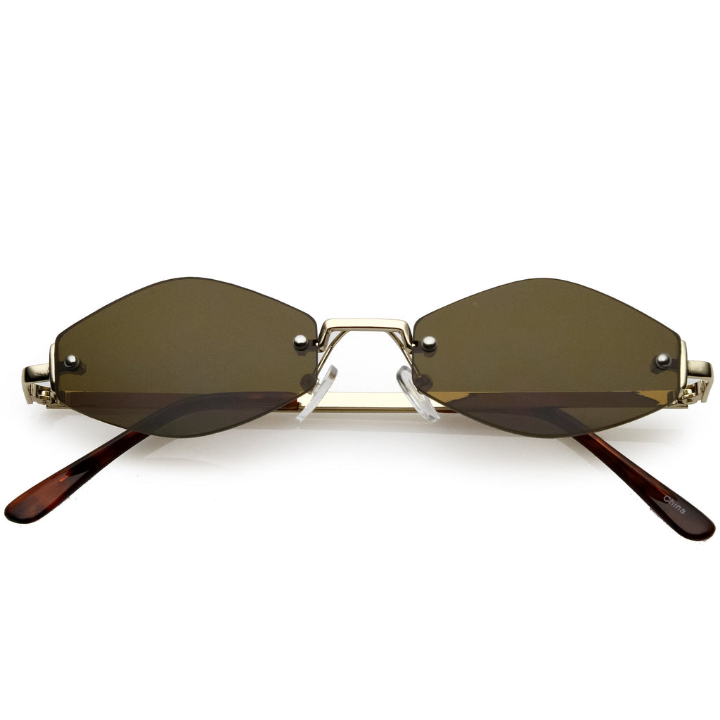 Retro 1990's Small Geometric Hexagon Sunglasses C593