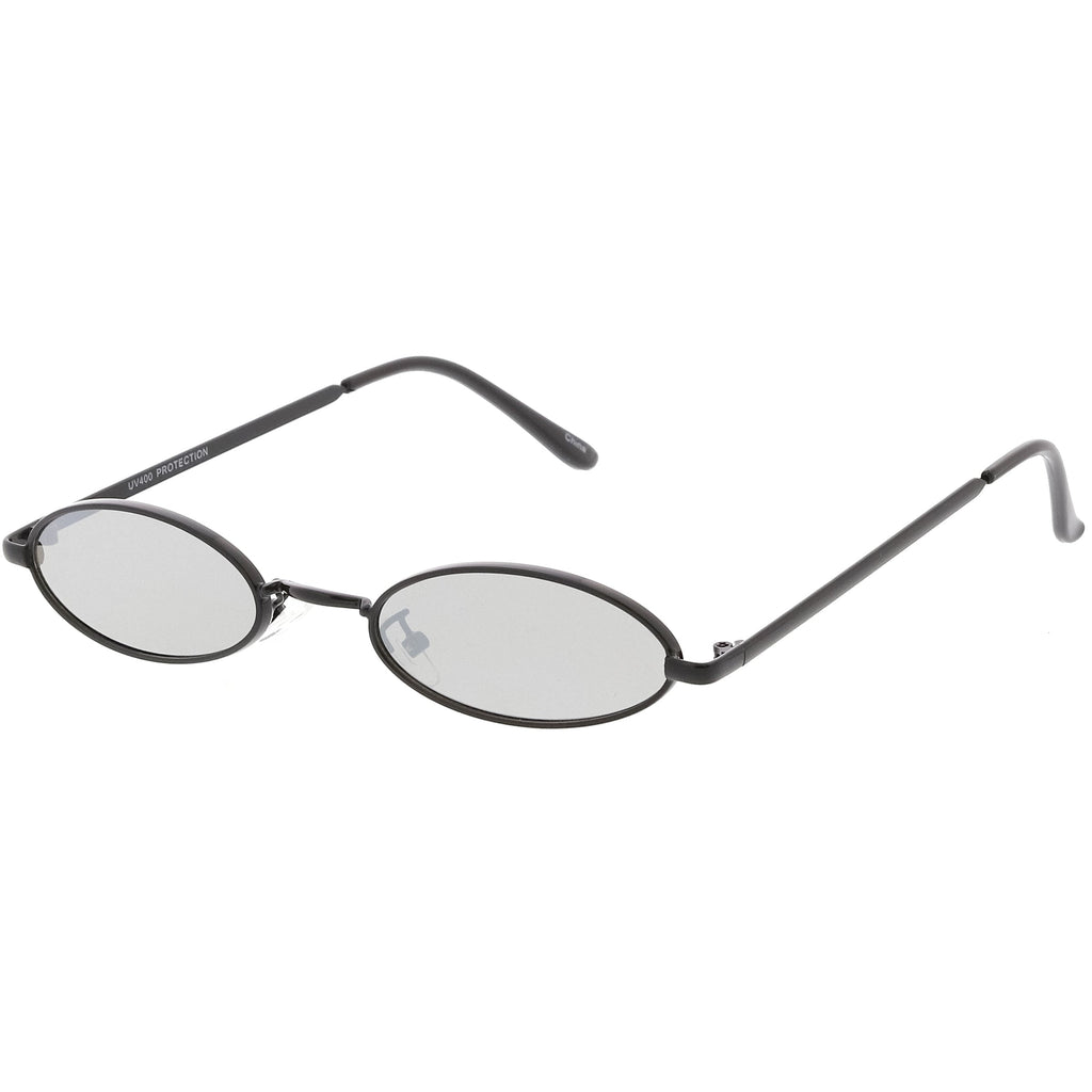 Small Retro 1990's Oval Metal Mirrored Lens Sunglasses C594