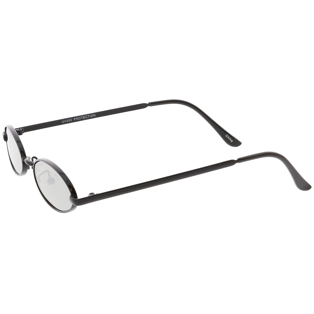 Small Retro 1990's Oval Metal Mirrored Lens Sunglasses C594