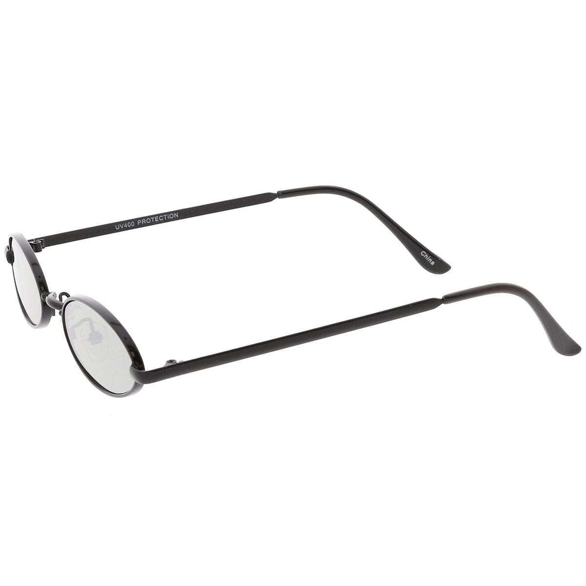 Small Retro 1990's Oval Metal Mirrored Lens Sunglasses C594