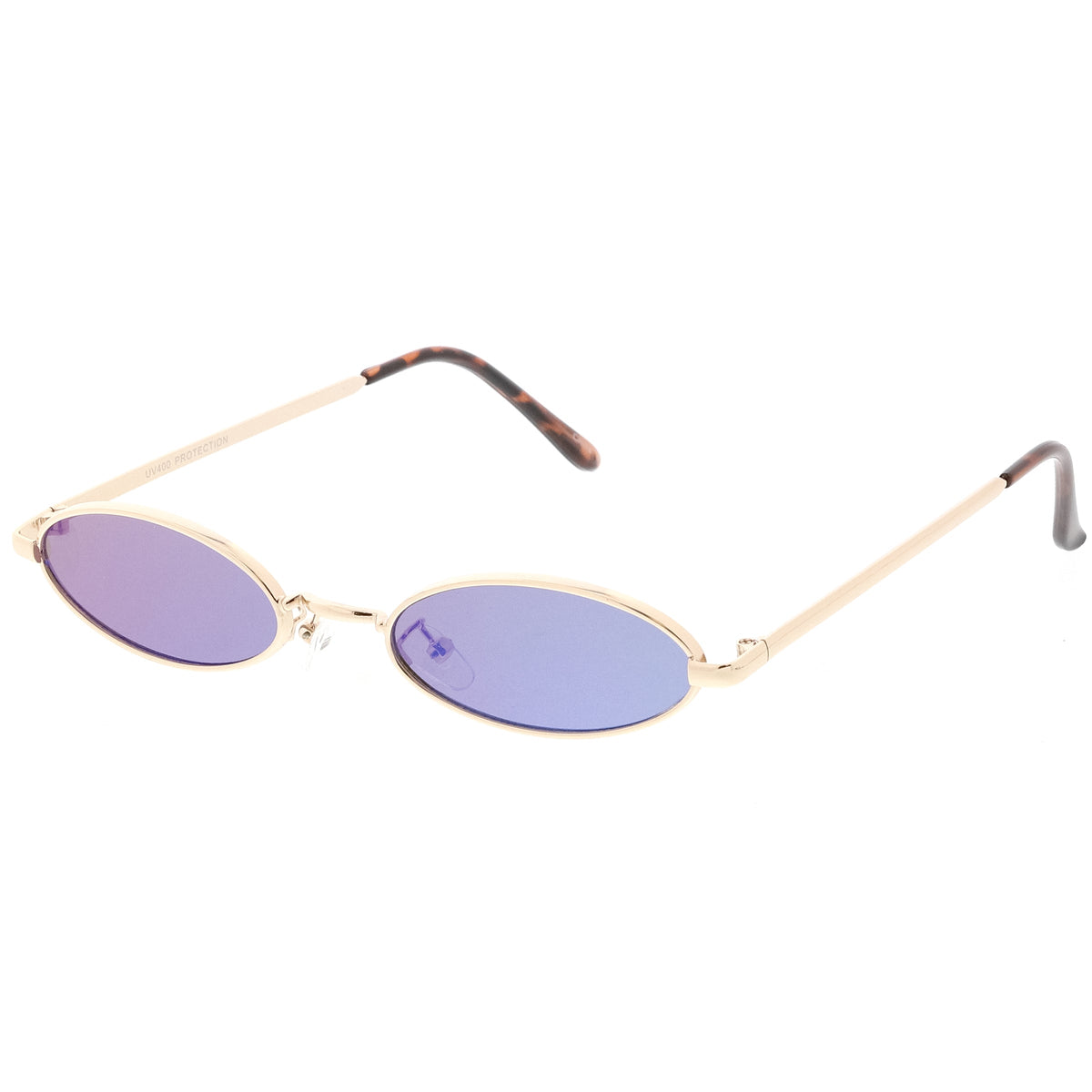 Small Retro 1990's Oval Metal Mirrored Lens Sunglasses C594