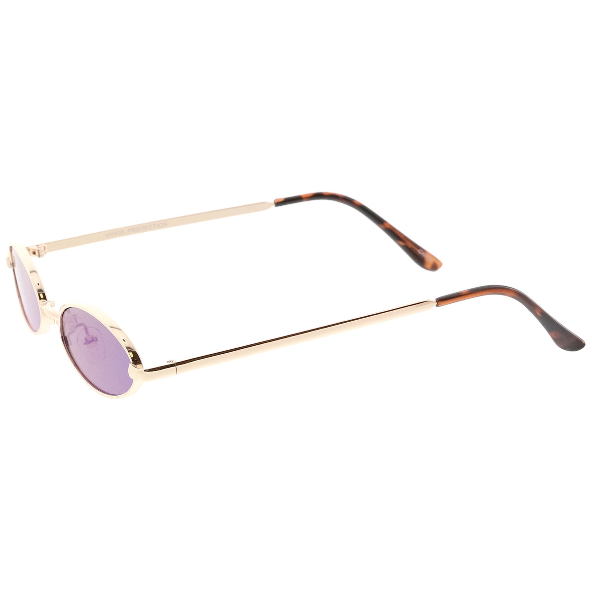 Small Retro 1990's Oval Metal Mirrored Lens Sunglasses C594