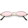 Small Retro 1990's Oval Metal Mirrored Lens Sunglasses C594