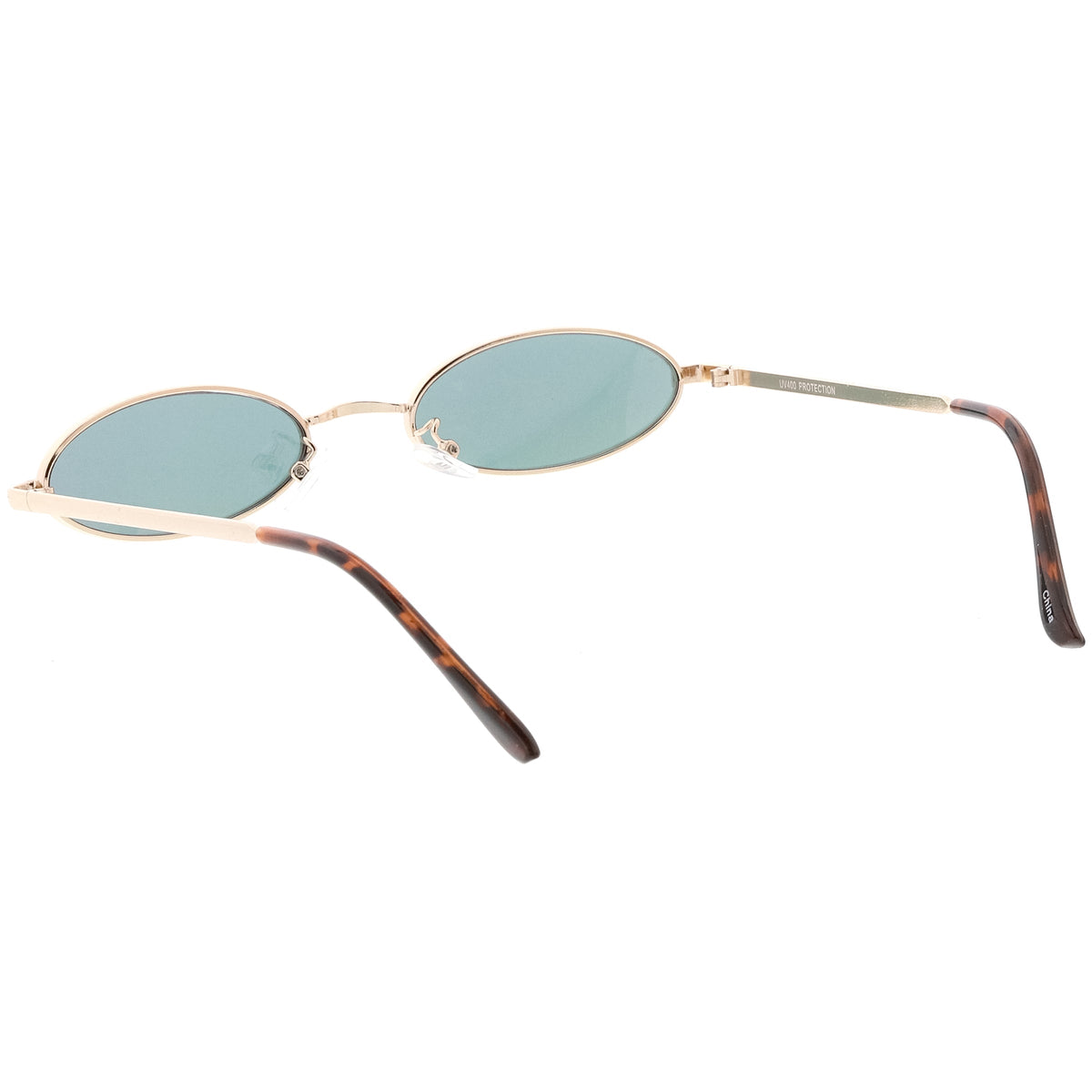Small Retro 1990's Oval Metal Mirrored Lens Sunglasses C594