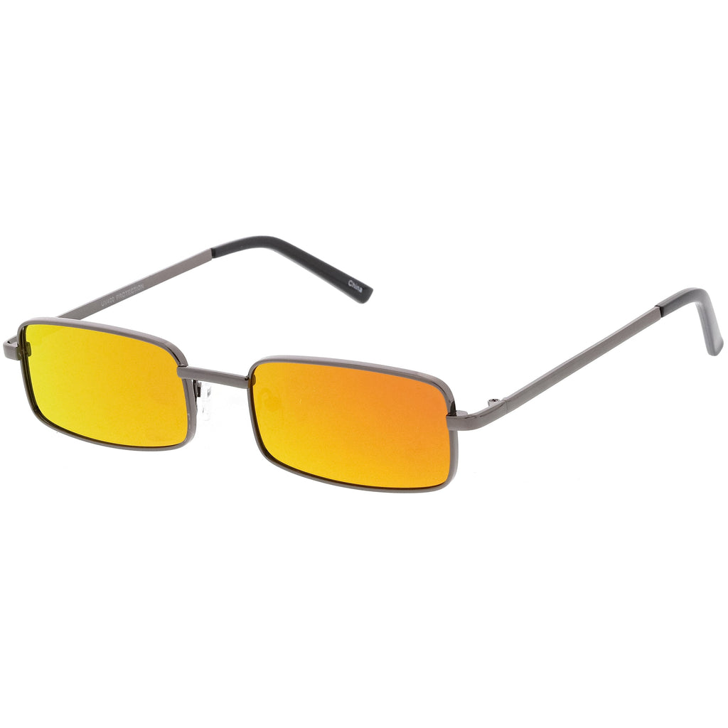 Retro Unisex Small Rectangle Mirrored Flat Lens Sunglasses C597