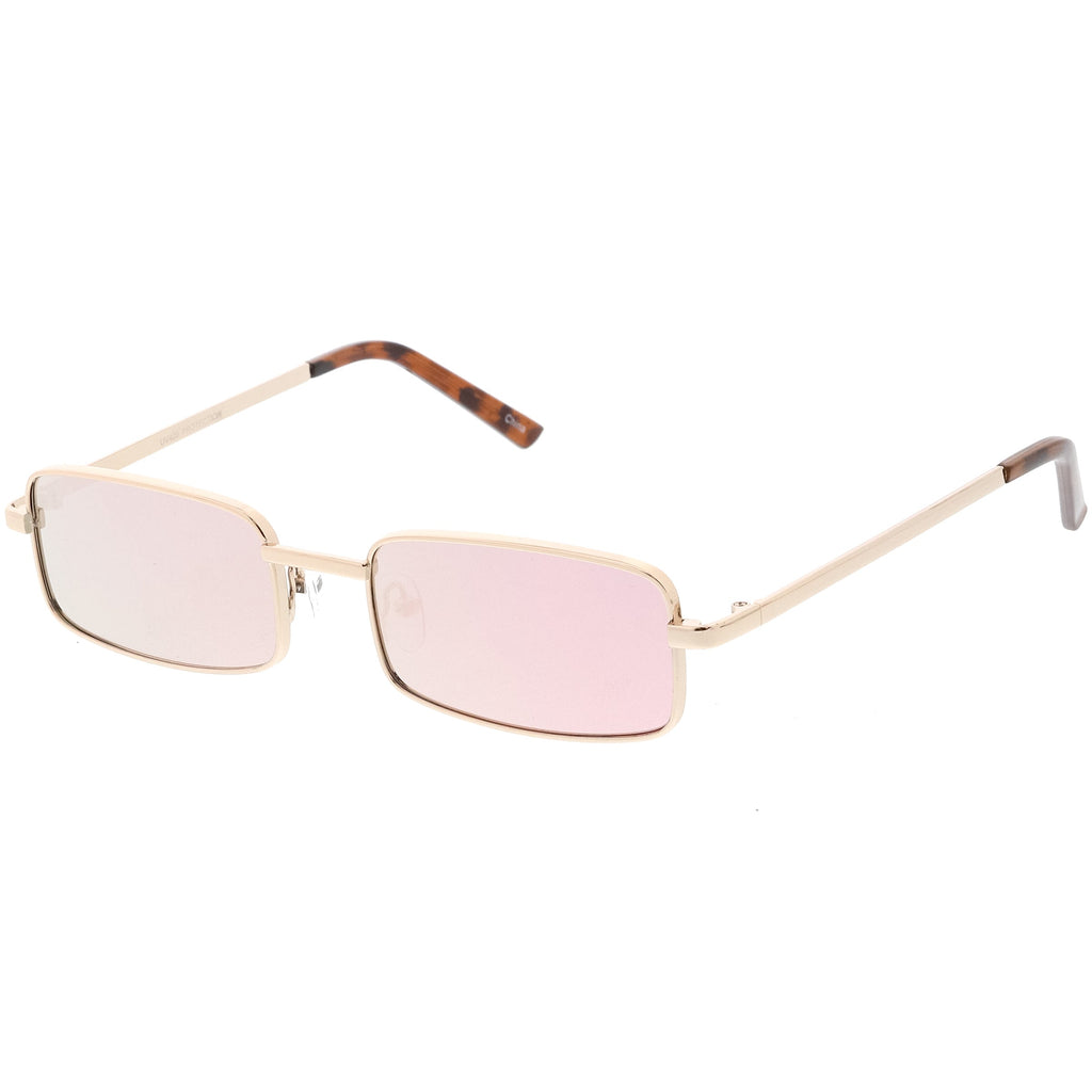Retro Unisex Small Rectangle Mirrored Flat Lens Sunglasses C597